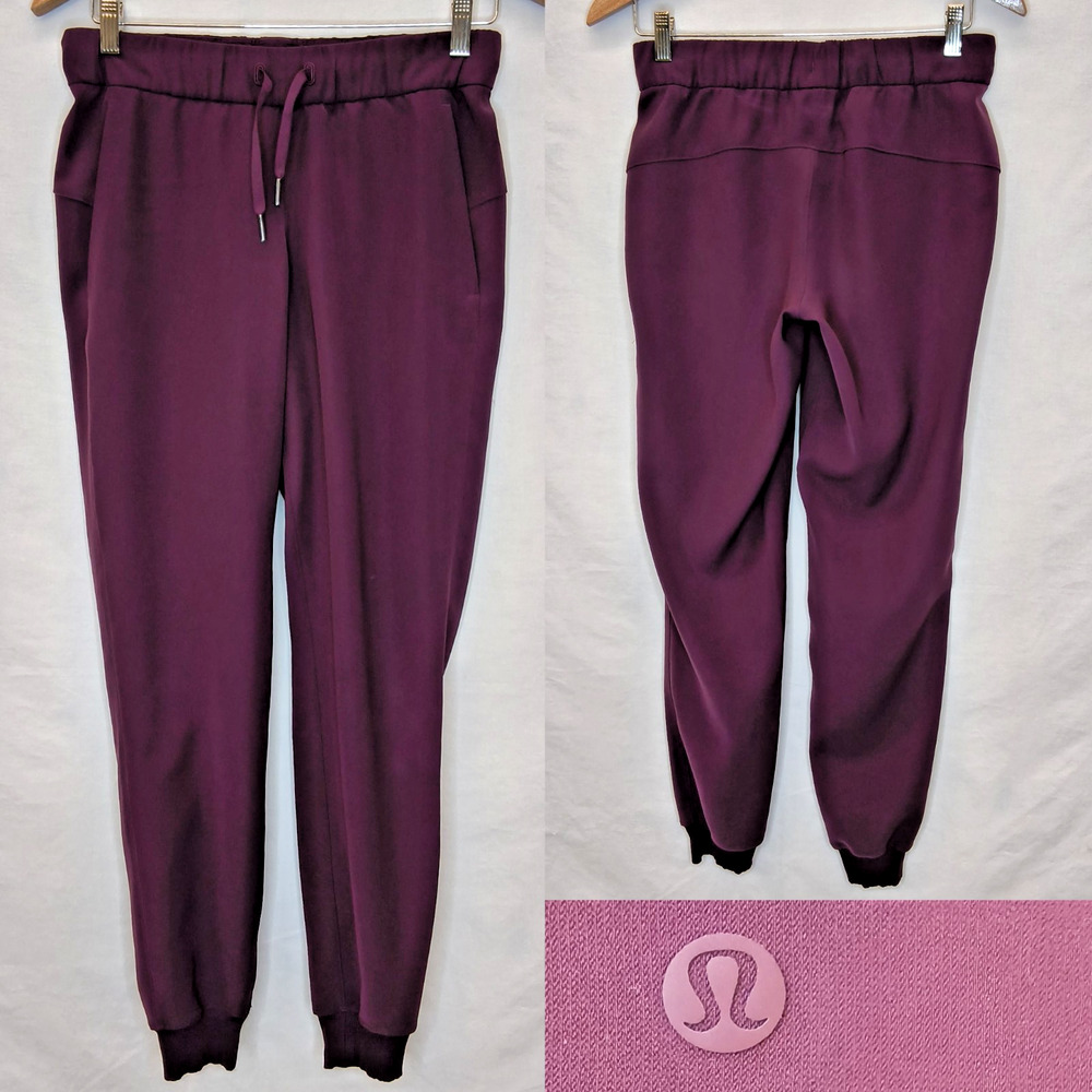 Lululemon Pant Jogger Women's 4 Burgundy Tie Waist Cinch Bottom #W5629